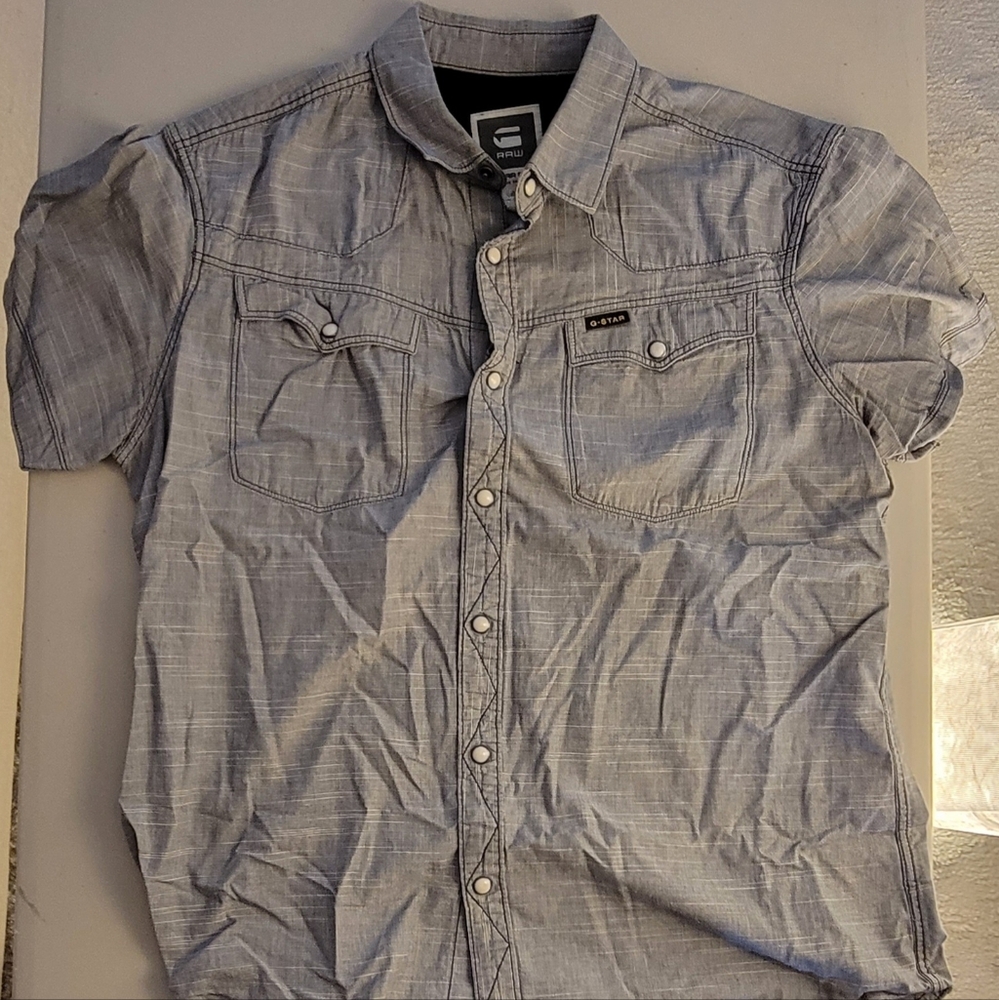 Vintage G-StarTailor Short Sleeve Shirt Sapphire Blue